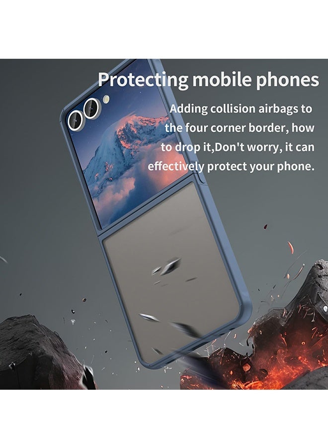 Wffo Compatible with Samsung Galaxy Z Flip 7 Case - Translucent Frosted Phone Case - PC Durable Phone Protector - TPU Shockproof Protective Case - Blue - Image 2